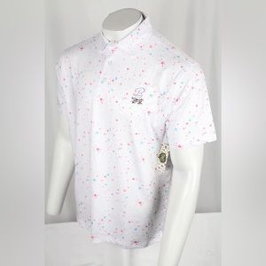 Barstool golf crossed tee splatter golf polo